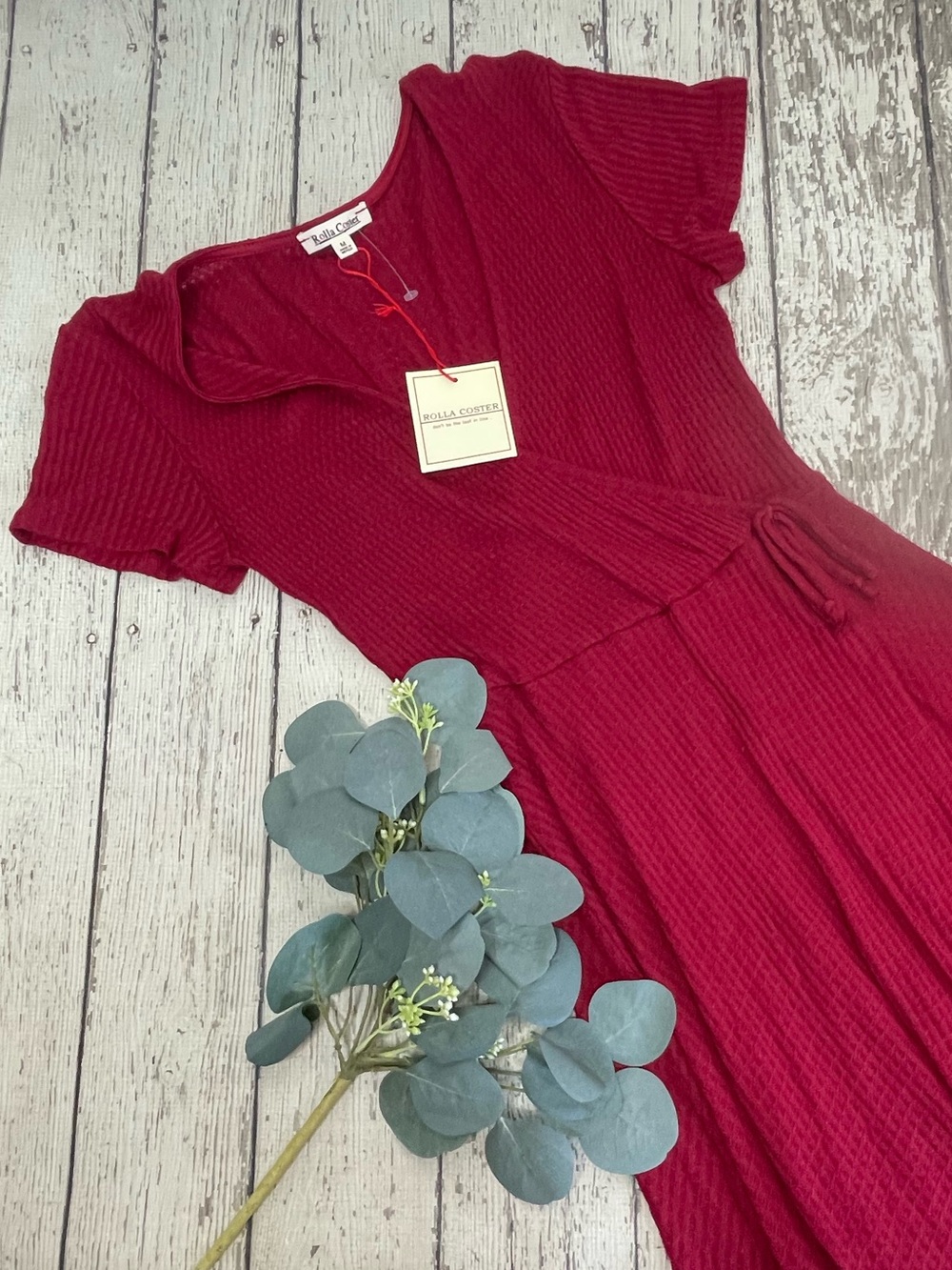 Rolla Coster Waffle Knit Faux Wrap Dress